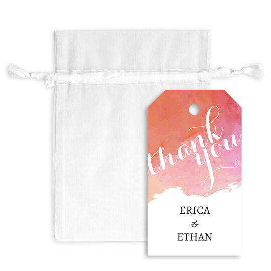 Watercolor Thank You Hanging Gift Tags with Organza Bags